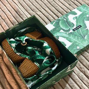 Dolce & Gabbana Tropical Green Wedge Sandals
